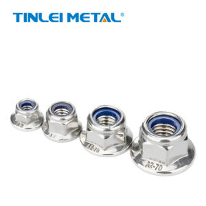 TINLAI 304/316 carbon steel DIN 6926 Hex nylon lock flange nut with blue wring Key attributes